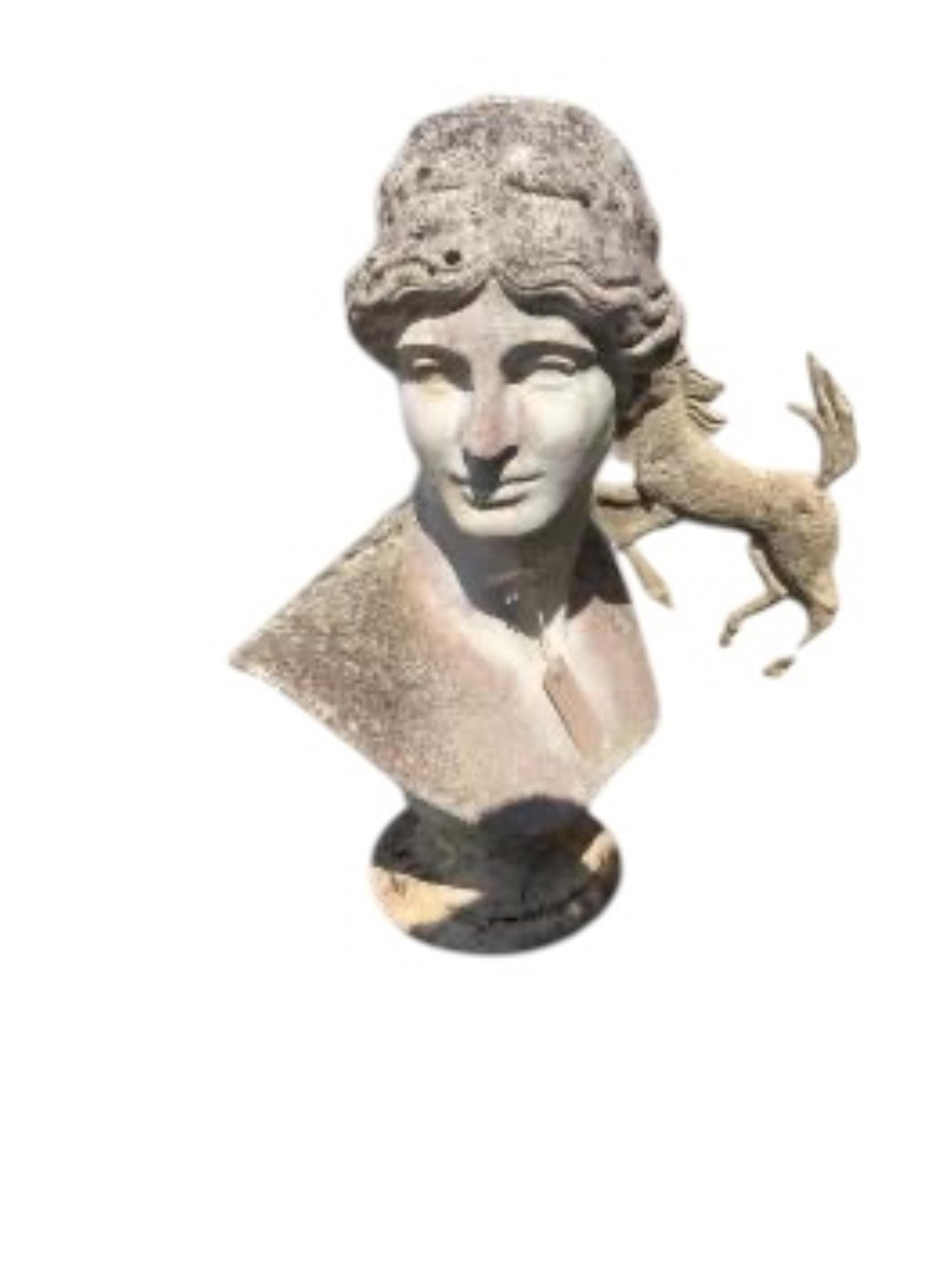A reconstituted stone classical bust garden ornament, height 58cm